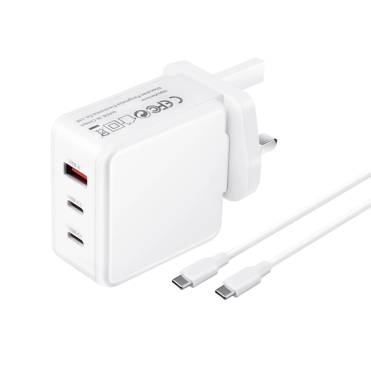 65W GaN USB C Charger, 3-Port Fast Type-C Charger Compatible with MacBook Pro/Air, iPhone 17/16/15 Series, Galaxy S25/S24, Pixel 10/9, iPad Pro, Steam Deck, Nintendo Switch