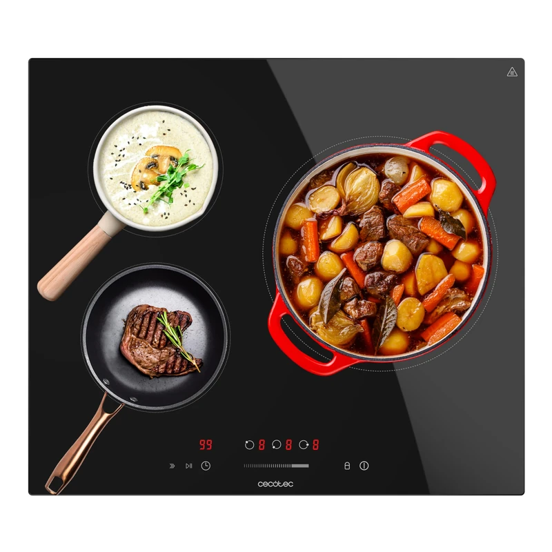 Cecotec Induction Hob 3 Fire Zones Bolero Squad I 3001 Max, Power 6600W, 9 Power Levels, KidBlock, Automatic Shut Off, Timer, Touch Control