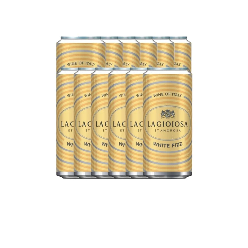 La Gioiosa White Fizz Sparkling Wine, Case of 12 x 200ml Can, 10.5% ABV, Light and Fruity, Italian