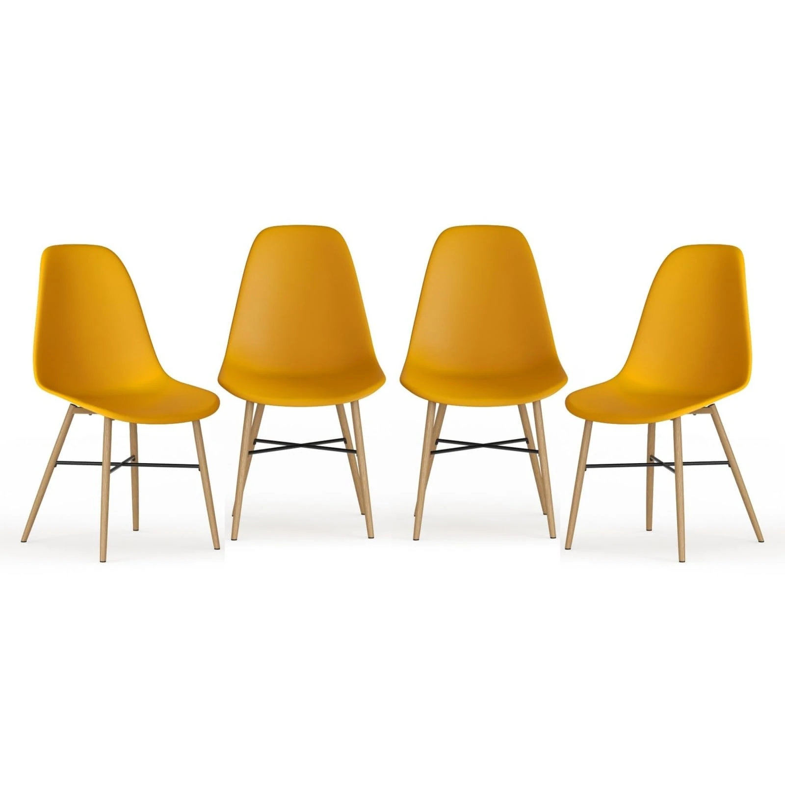 URBNLIVING Dining Chair Set of 4 or 6 - Modern Scandinavian Design with Ergonomic Comfort, Wood Effect Metal Legs & Rubber Caps - Durable Easy-to-Assemble Chairs for Dining Room, Kitchen & Office