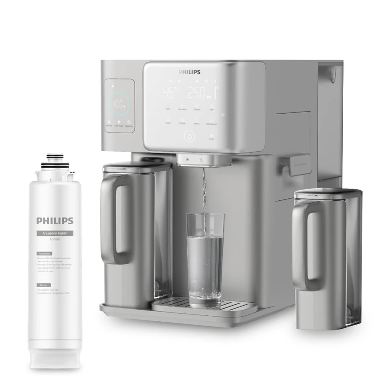 Philips Water Reverse Osmosis Water Station, Instant Hot & Cold Water, Built-in Ice Maker, UV-C, Remineralisation, TDS Monitor, 6L Tank, 1-Year Filter Life