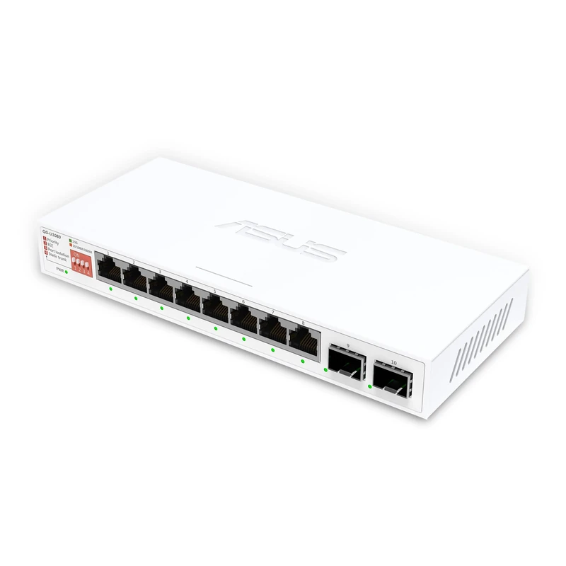 ASUS QG-U1080 - 8-Port 2.5G and 2-Port 10G SFP Plus Unmanaged Switch, 4 Smart Modes, Home Network Hub, Ethernet Separator, Plug and Play, Easy Setup, Quiet