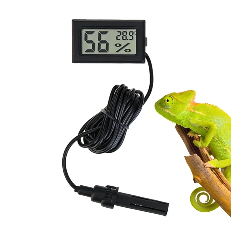 Indoor Temperature and Humidity Gauge - Digital Room Climate Sensor, LCD Reptile Thermometer Tool | Enclosure Temp Reader for Tortoise Bearded Dragon Tank, Terrarium Monitoring Accessory for Pet Use