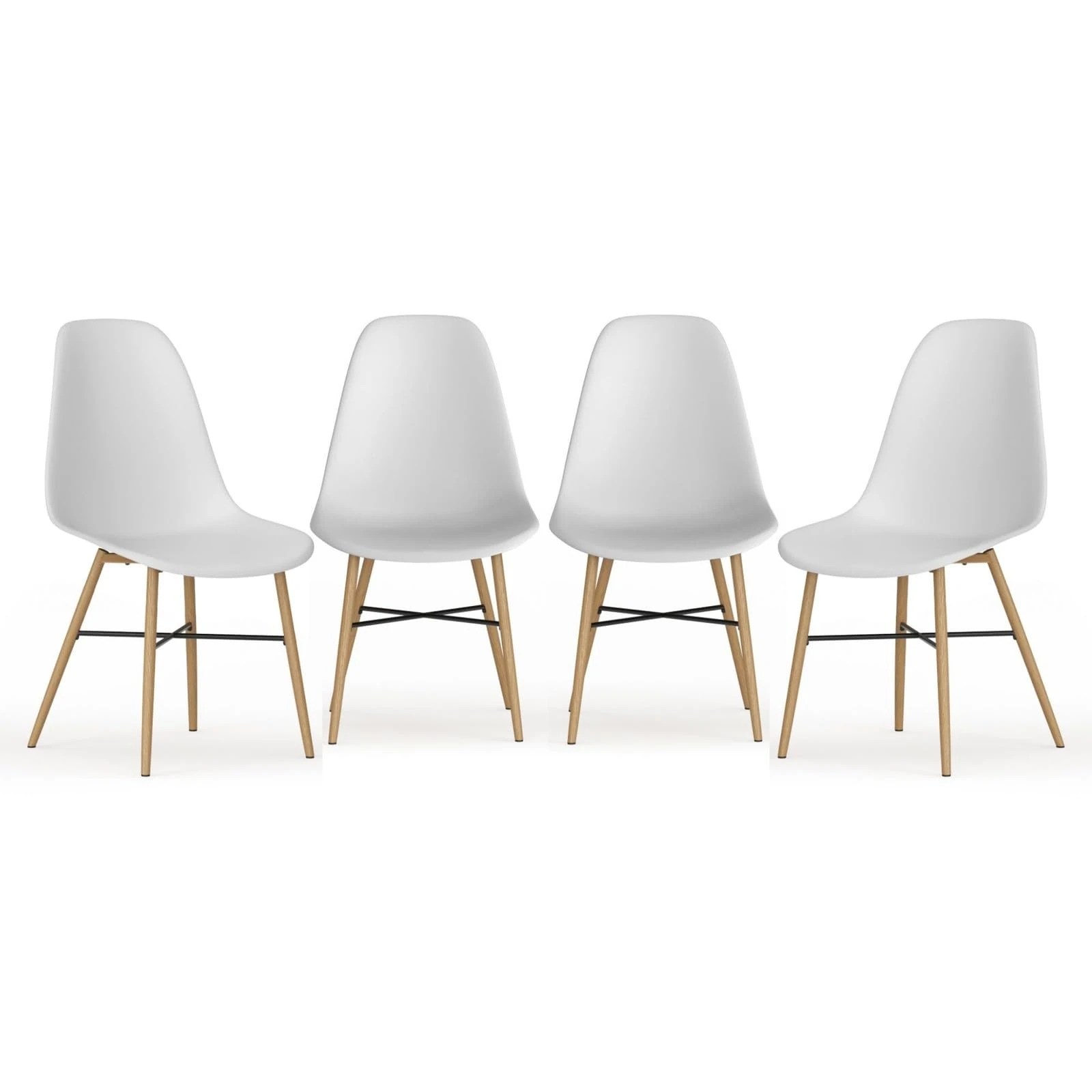 URBNLIVING Dining Chair Set of 4 or 6 - Modern Scandinavian Design with Ergonomic Comfort, Wood Effect Metal Legs & Rubber Caps - Durable Easy-to-Assemble Chairs for Dining Room, Kitchen & Office