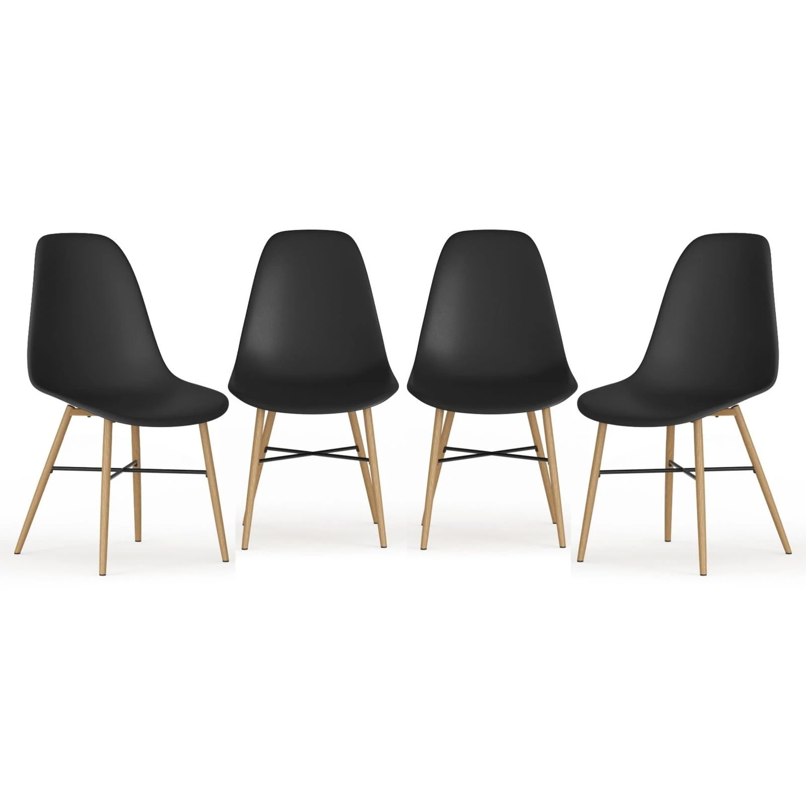 URBNLIVING Dining Chair Set of 4 or 6 - Modern Scandinavian Design with Ergonomic Comfort, Wood Effect Metal Legs & Rubber Caps - Durable Easy-to-Assemble Chairs for Dining Room, Kitchen & Office