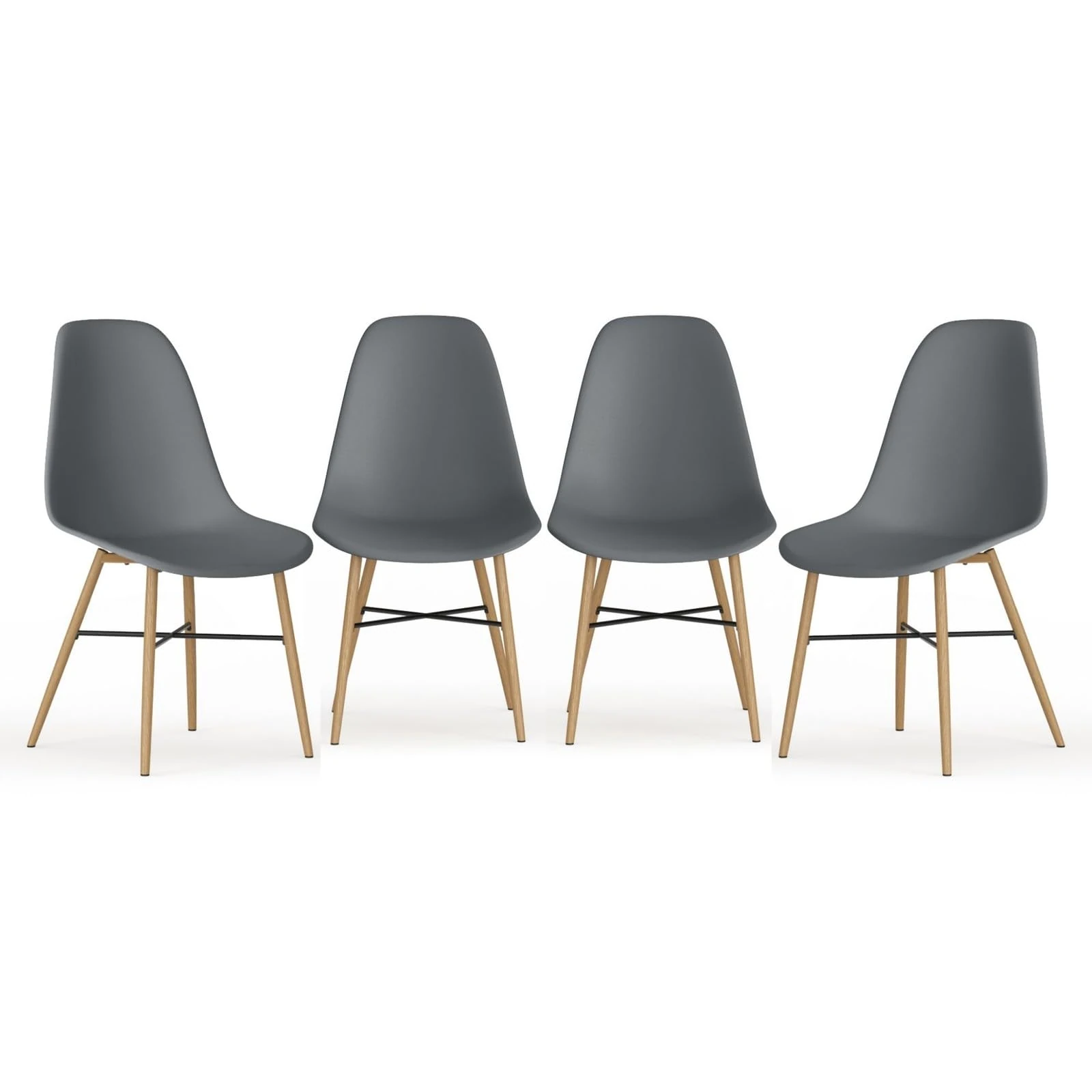 URBNLIVING Dining Chair Set of 4 or 6 - Modern Scandinavian Design with Ergonomic Comfort, Wood Effect Metal Legs & Rubber Caps - Durable Easy-to-Assemble Chairs for Dining Room, Kitchen & Office