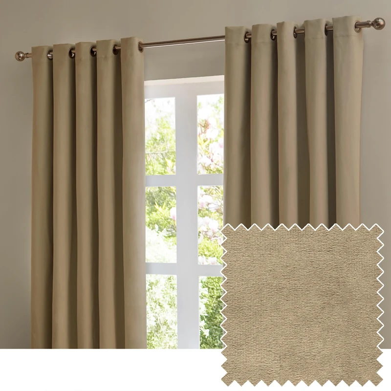 furn. The Ultimate Velvet Eyelet Curtain Pair – Soft Stylish Room Darkening Matte Velvet Drapes (Mocha - 229x137cm)
