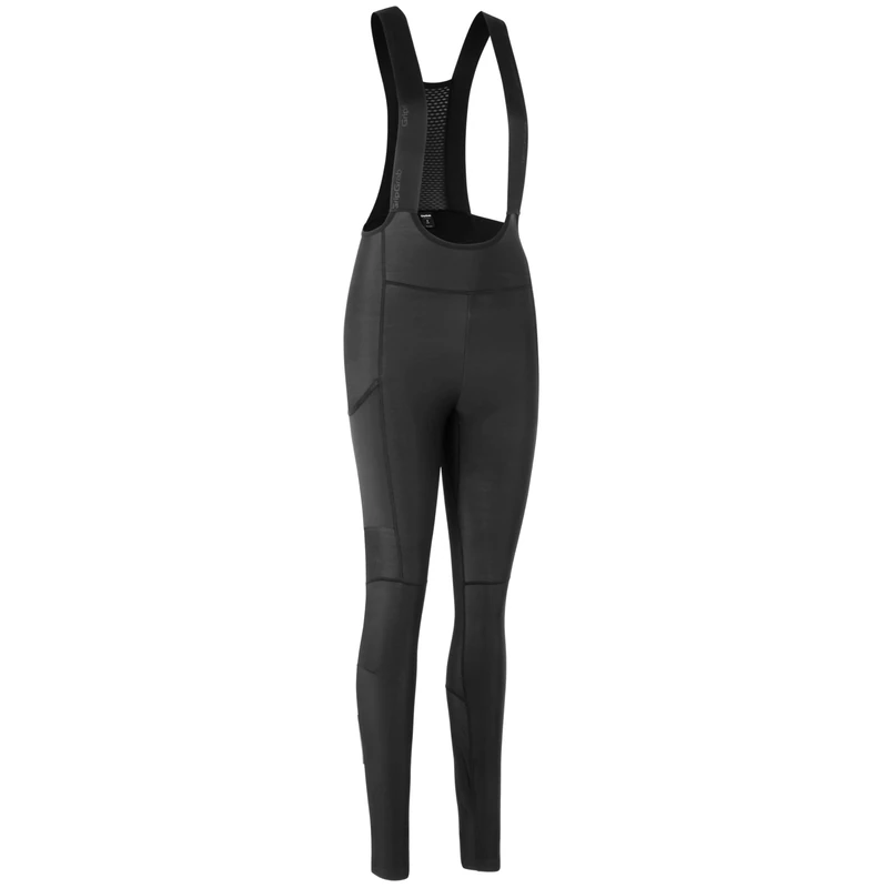 GripGrab PACR Thermal Winter Cycling Bib Tights for Women Unpadded Long MTB Gravel Bike Road Biking Trousers Leg Pocket Black