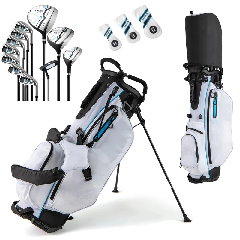 GYMAX Golf Clubs for Men Women, Right Handed Complete Golf Set (White)