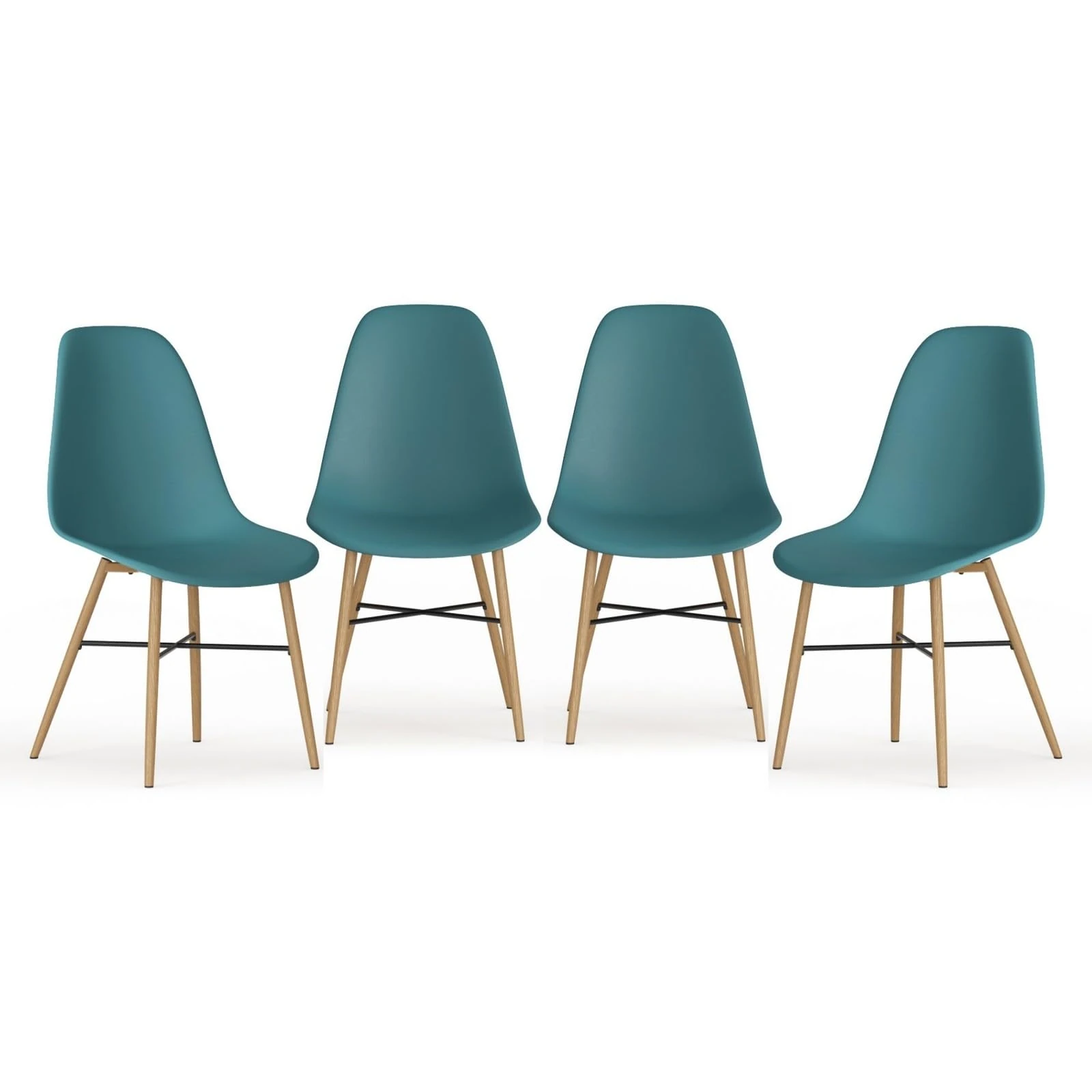 URBNLIVING Dining Chair Set of 4 or 6 - Modern Scandinavian Design with Ergonomic Comfort, Wood Effect Metal Legs & Rubber Caps - Durable Easy-to-Assemble Chairs for Dining Room, Kitchen & Office
