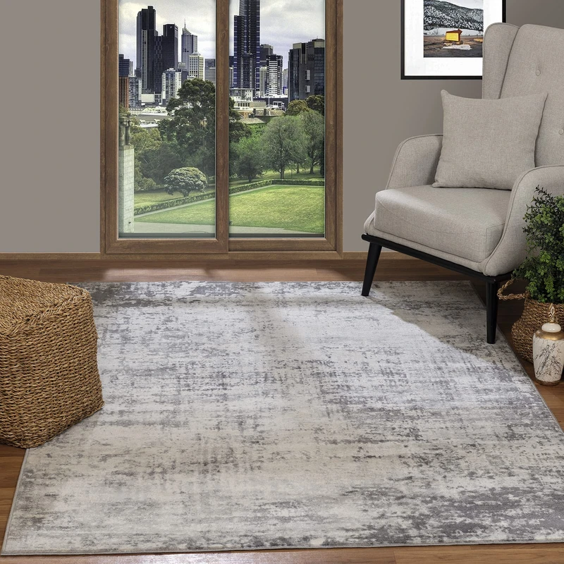 Livabliss Faro Abstract - 80x220 cm, Runner for Living Room, Bedroom, Scandi Neutral, Traditional Patterned Boho Style, Natural, Easy Care, Medium Pile, Runner, Charcoal,Gray, Light Gray, Off-White