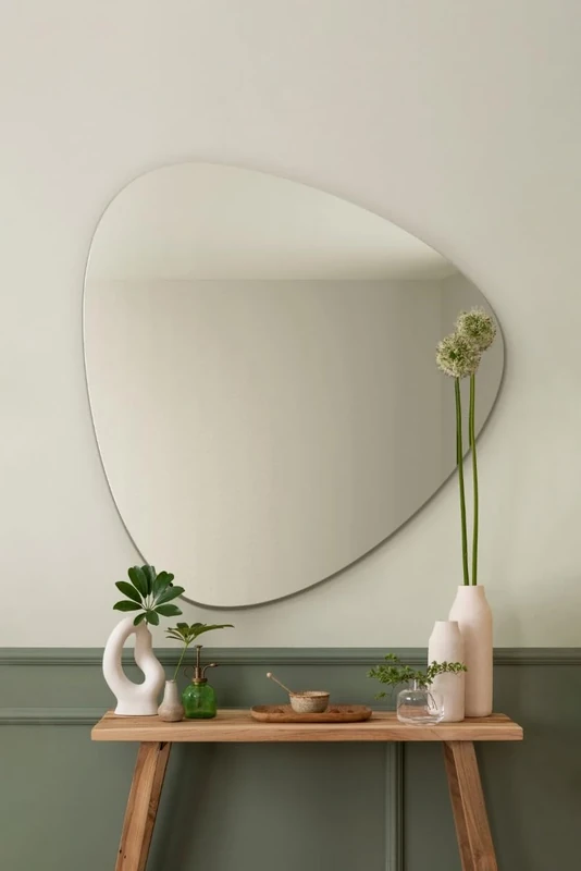 MirrorOutlet The Lapis - Large Frameless Pond Wall Mirror 32" X 24" (80cm X 60cm) Silver Mirror Glass On A Black Backing.