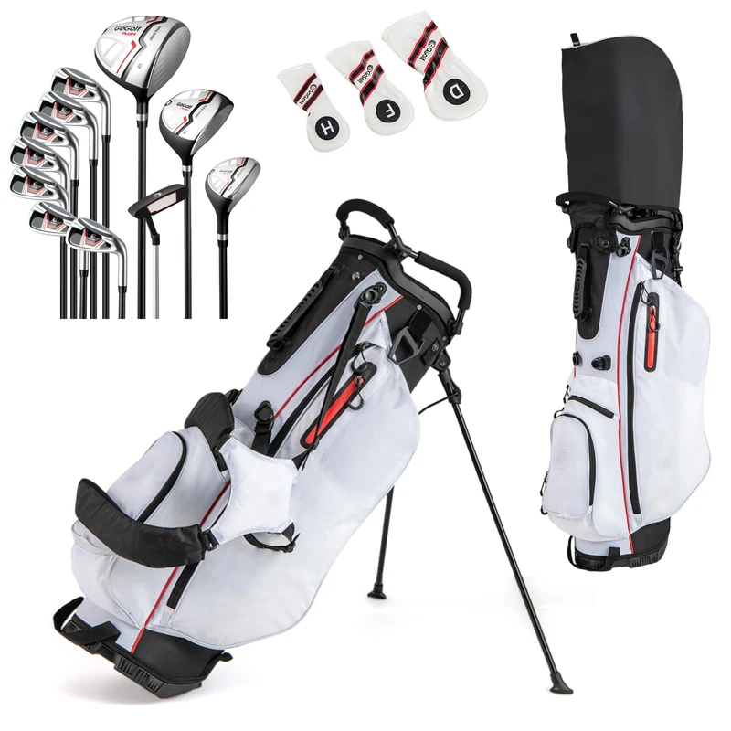 GYMAX Golf Clubs for Men Women, 12PCS Right Handed Complete Golf Set (Red)