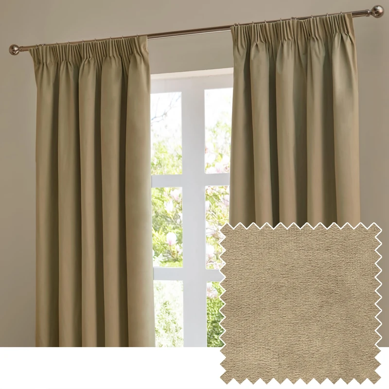 furn. The Ultimate Velvet Blackout Pencil Pleat Curtain Pair – Soft Stylish Light Blocking Thermal Matte Velvet Drapes (Mocha - 168x229cm)