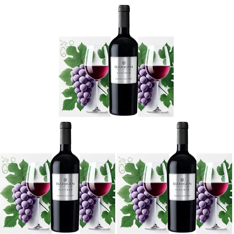 Barkan Plantinum Caberent Sauvignon - A Unique Mediterranean Bottle - Gold & Double Gold Award - Rich Heritage In A Bottle (Pack of 3)