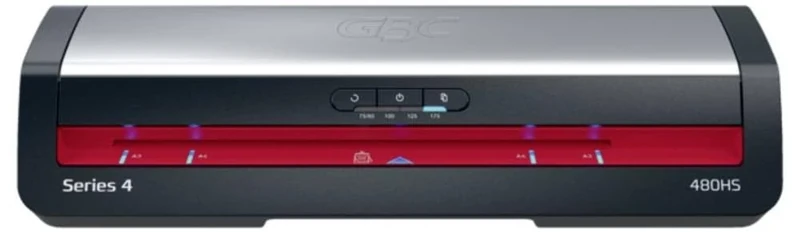 GBC 480HS Home Office A3 Laminator – Fast Lamination, 1 Minute Warm-up Time, 75-175 Micron, Anti-Stroke, Auto Shut Off, Includes 5 x A4 Laminating Sleeves, Black/Red, 4410072EU