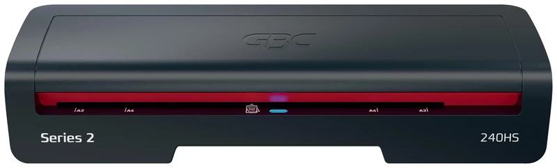 GBC 240HS Home Office A3 Laminator – Fast Lamination, 2 Minutes Warm-up Time, 75-125 Micron, Anti-Stroke, Auto Shut-Off, Includes 5 A4 Laminating Sleeves, Black/Red, 4410069EU