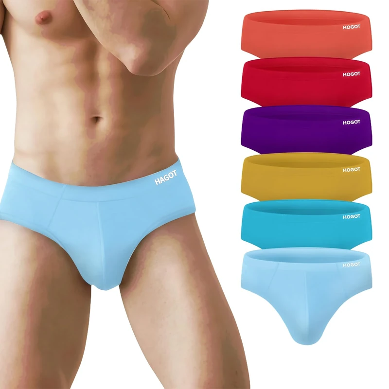 HAGOT 6 Pack Men's Modal Briefs Underwear, Men's Stretch Briefs, Soft and Comfortable Underpants Multipack, Multicolor