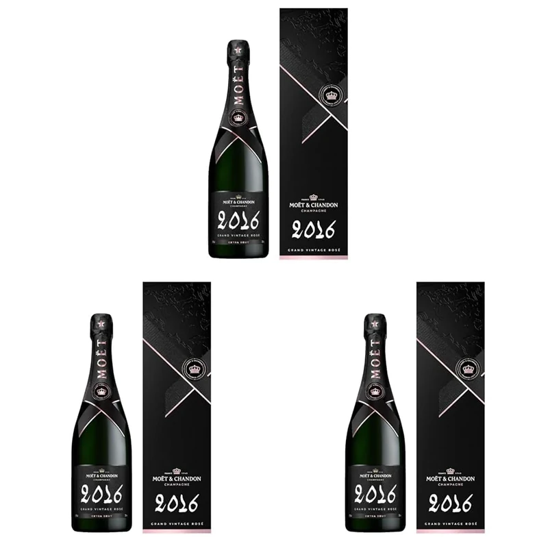 Moët & Chandon Grand Vintage Rosé 2016, Giftbox, 75cl (Pack of 3)