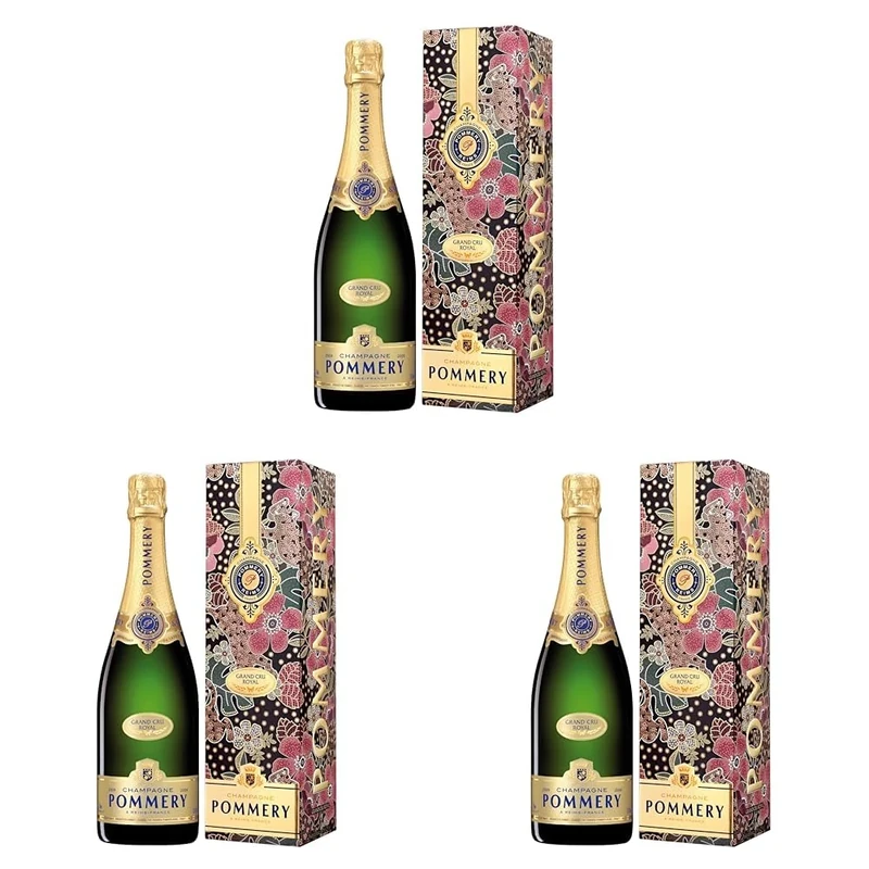 Pommery Grand Cru Vintage 2009 Champagne Gift Box,75 cl (Pack of 3)