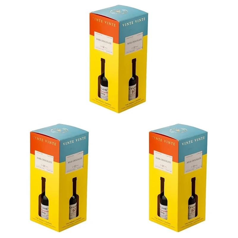 Taylors Port Wine and Vinte Vinte Chocolate tasting gift pack, 4 x Port Wine and 4 x Chocolate (Pack of 3)