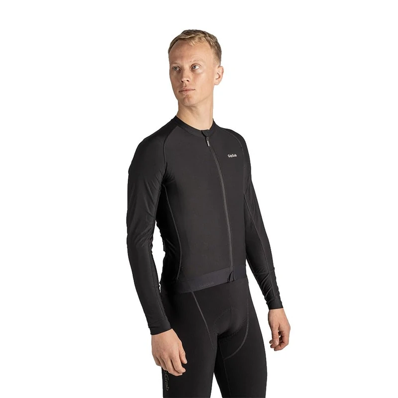 GripGrab PACR Long Sleeve Cycling Jersey Men's Aero Tight Fitting Road MTB Gravel Bike Shirt for Men Breathable Black