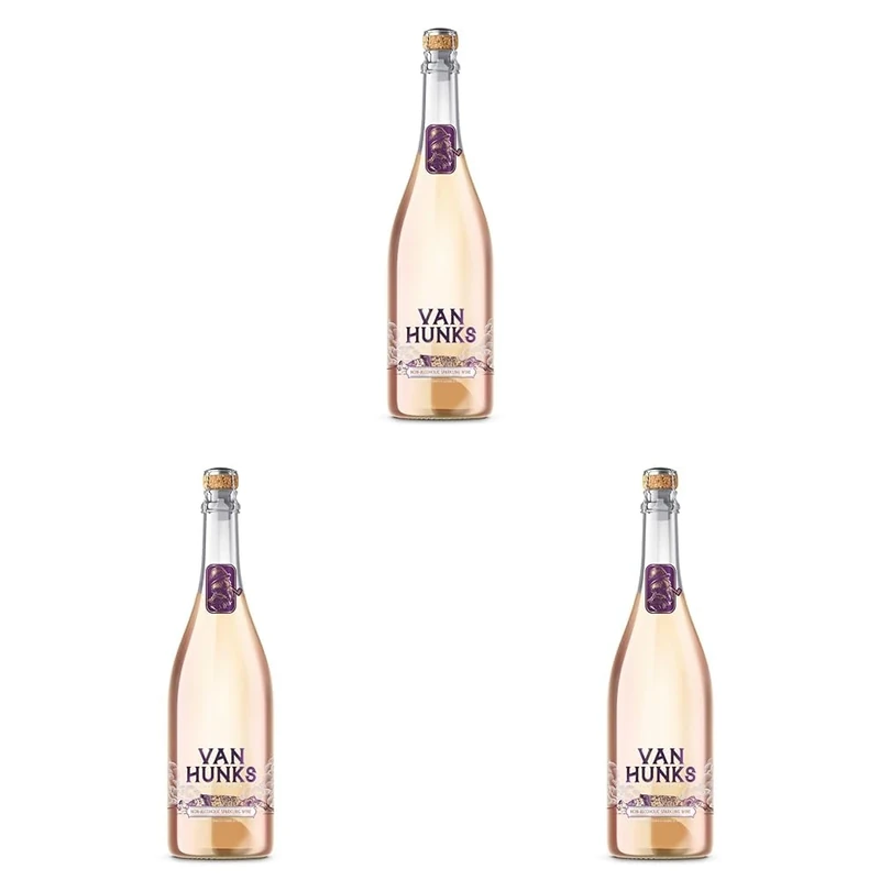 Van Hunks Non-Alcoholic Sparkling Wine – The Taste of Adventure | < 0.5% ABV | Fresh Berry & Plum Aromas | Sophisticated & Playful with Bold Flavour | A Rebel in a Bottle for Any Occasion (Pack of 3)