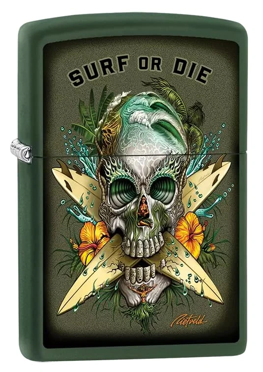 Zippo Lighter, Metal, Green Matt, One Size