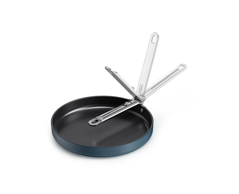 Joseph Joseph Space 28cm Non-Stick Shallow Frypan, Folding Handle, Space-Saving Induction & Oven Safe Casserole Pan