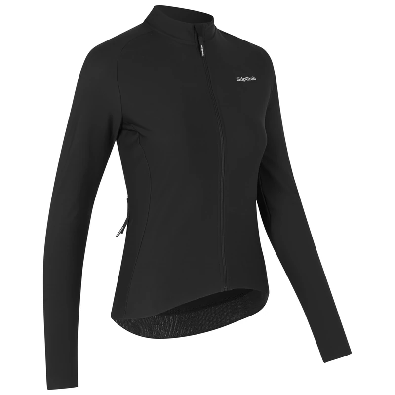 GripGrab PACR Thermal Long Sleeve Cycling Jersey for Women Road MTB Gravel Bike Cycle Top Full Zip Fleece Biking Shirt Black