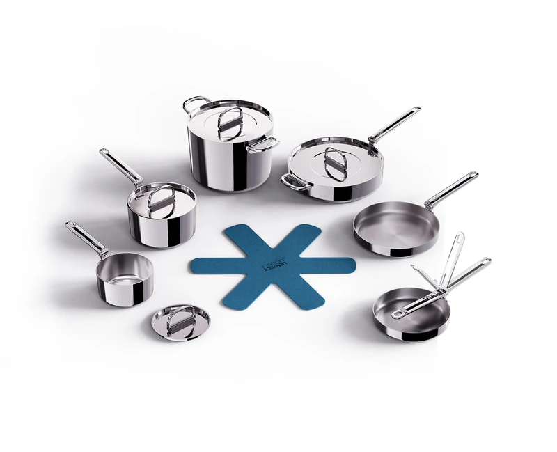 Joseph Joseph Space Steel 10-Piece Saucepan Set, Folding Handles