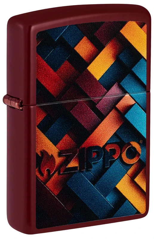 Zippo Windproof Lighter, Geometric Zippo, Merlot, Colour Image, Refillable, Reusable, Windproof Design, Gift Box, Made in USA