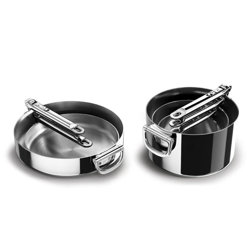 Joseph Joseph Space Steel 8-Piece Saucepan Set, Folding Handles
