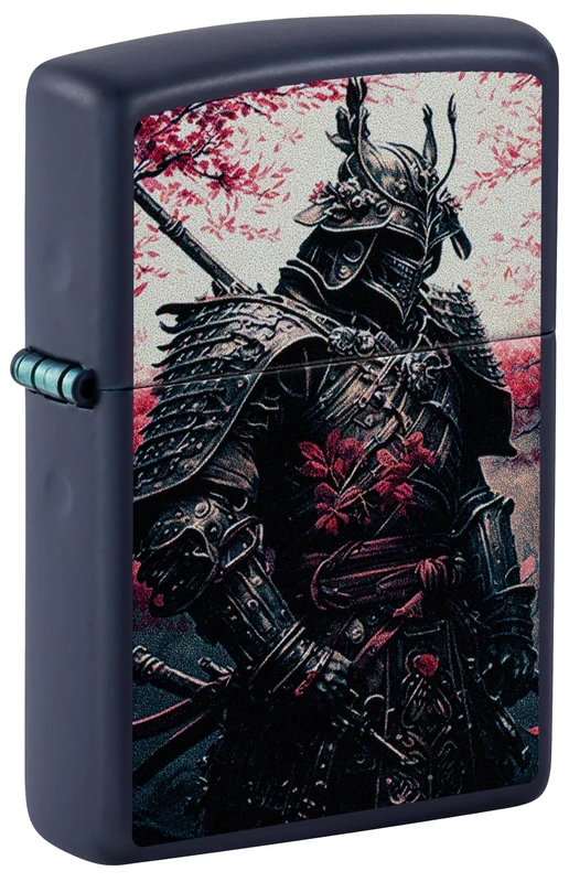 Zippo Windproof Lighter, Samurai Warrior, Navy Mat, Colour Image, Refillable, Reusable, Windproof Design, Gift Box, Made in USA