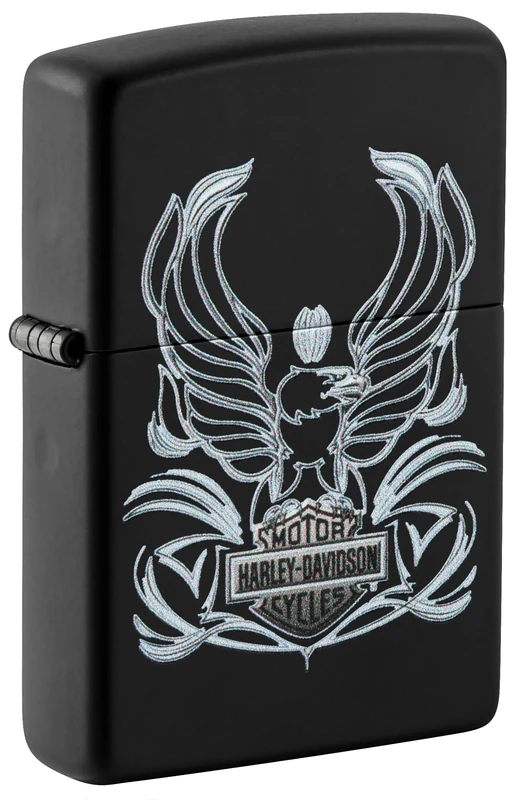 Zippo Windproof Lighter, Harley-Davidson Design – Matt Black, Colour Image – Refillable, Reusable, Windproof Design – Comes in Gift Box – Made in USA