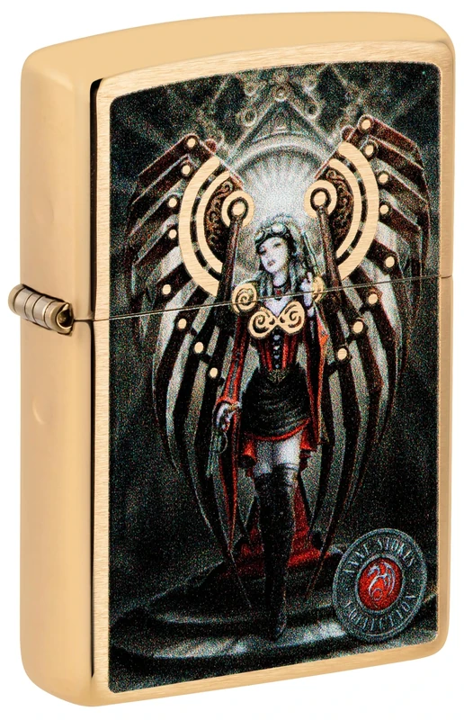 Zippo Windproof Lighter, Anne Stokes Collection Design – Brushed Brass, Colour Image – Refillable, Reusable, Windproof Design – Comes in Gift Box – Made in USA