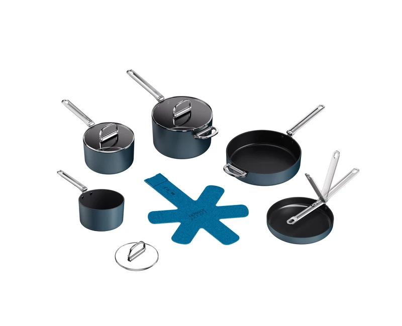 Joseph Joseph Space 5pc Non-Stick Cookware Set, Folding Handles & Lid Organiser, Space-Saving Induction Pot & Pan Set