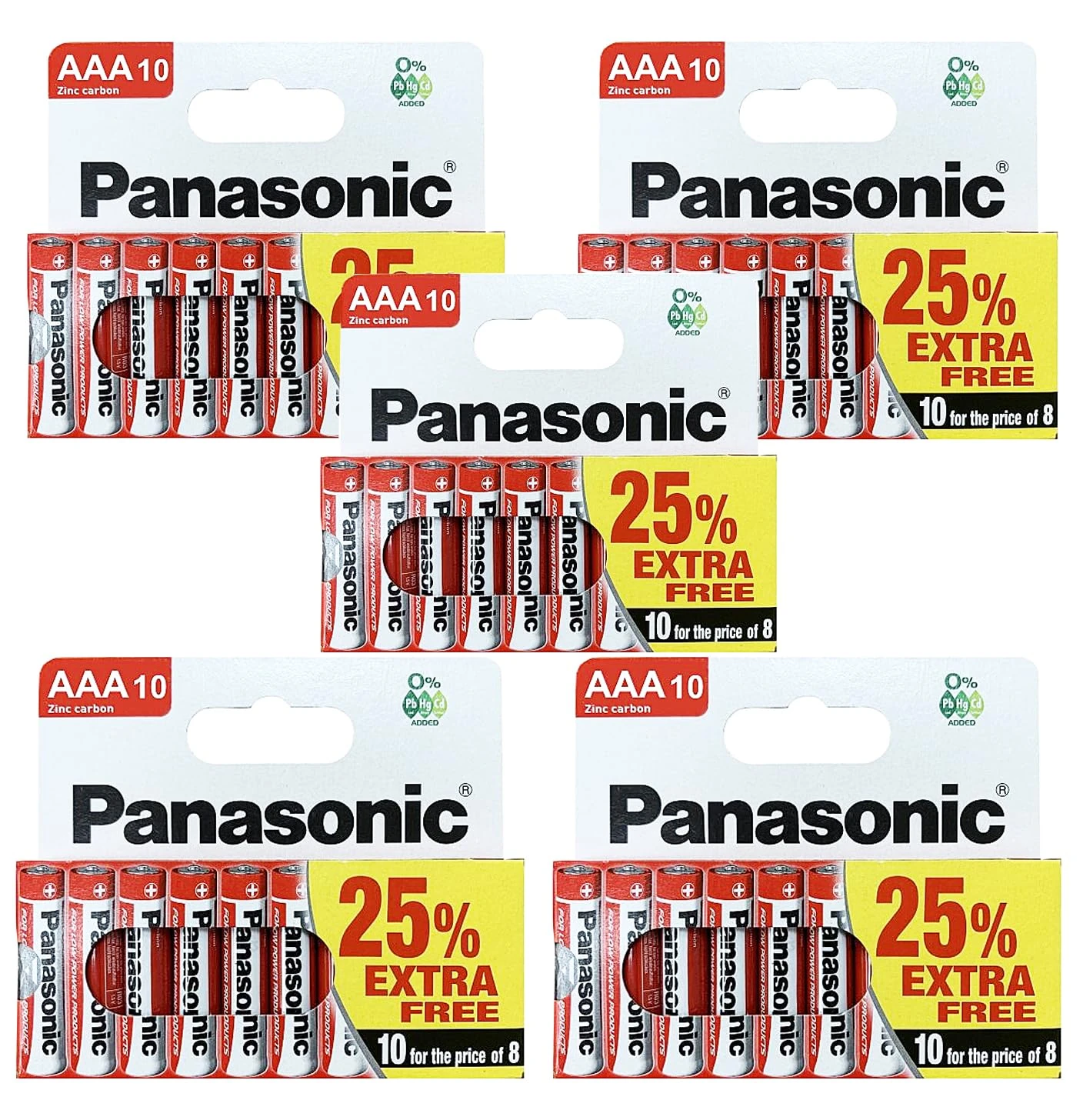 Panasonic Zinc AAA Batteries – 50 Pack | 1.5V Long-Lasting Zinc Carbon Batteries for Everyday Use | Ideal for Low-Drain Devices Like Remote Controls, Clocks, Radios, Toys & Flashlights