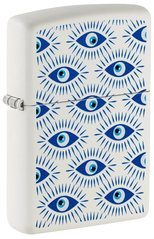 Zippo Windproof Lighter, Evil Eye, White Mat, Colour Image, Refillable, Reusable, Windproof Design, Gift Box, Made in USA