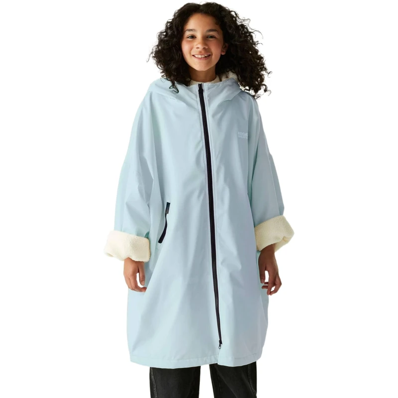 Regatta Kids Waterproof Changing Robe Pro Fur Hood Warm Fleeced Lined Oversized Coat
