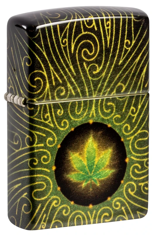 Zippo Windproof Lighter - Cannabis, 540° Tumbled Brass, Fusion - Refillable - Reusable - Windproof Design - Gift Box - Made in USA