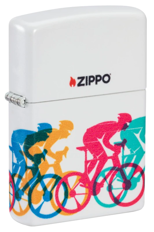 Zippo Windproof Lighter, Bicycle Race Design – 540°, Colour Image – Refillable, Reusable, Windproof Design – Comes in Gift Box – Made in the USA