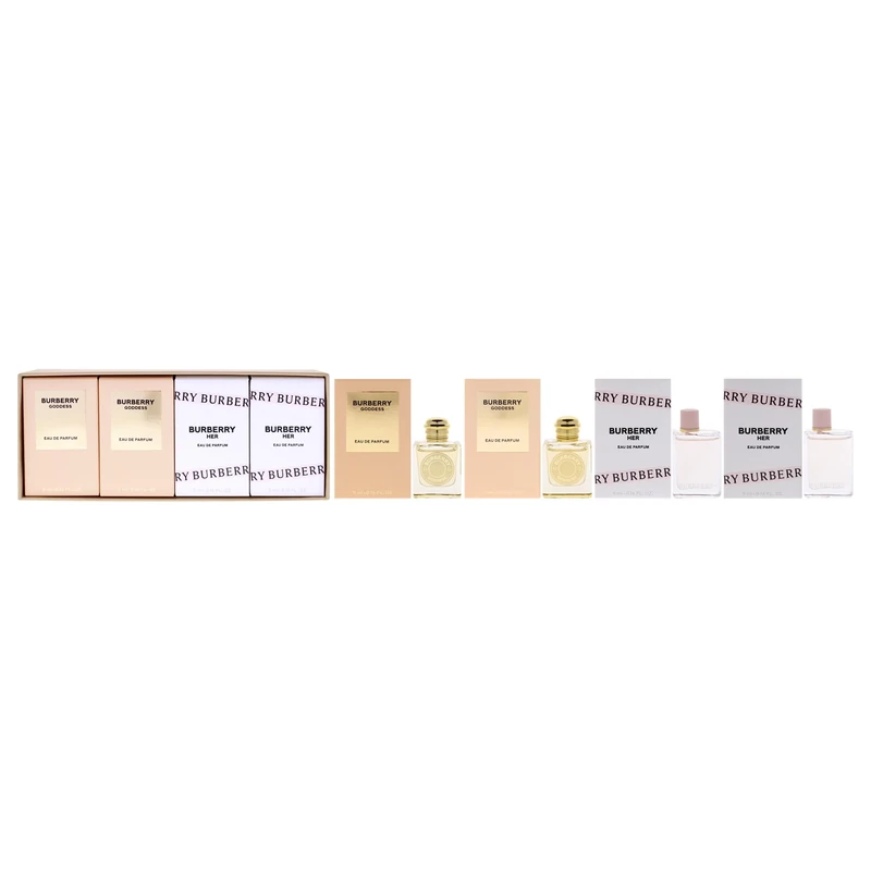 Burberry by Burberry for Women - 4 Pc Mini Gift Set -2 x 0.16oz- Goddess EDP Spray, 2 x 0.16oz - Her EDP Spray