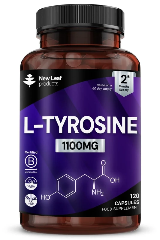 L-Tyrosine Supplement 1100mg - Free Form Amino Acid - 120 Vegan Capsules - Fermented High Strength L Tyrosine Supplement - No Artificial Preservatives