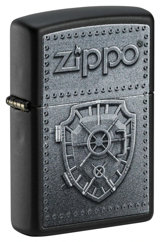 Zippo Windproof Lighter, Vault Design – Matt Black, Colour Image – Refillable, Reusable, Windproof Design – Comes in Gift Box – Made in USA