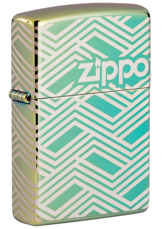 Zippo Windproof Lighter, Abstract Laser Design – High Polished Teal, Laser 360° – Refillable, Reusable, Windproof Design – Comes in Gift Box – Made in USA