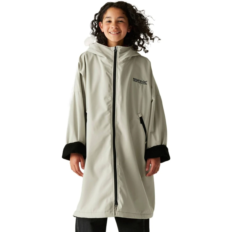 Regatta Kids Waterproof Changing Robe Pro Fur Hood Warm Fleeced Lined Oversized Coat