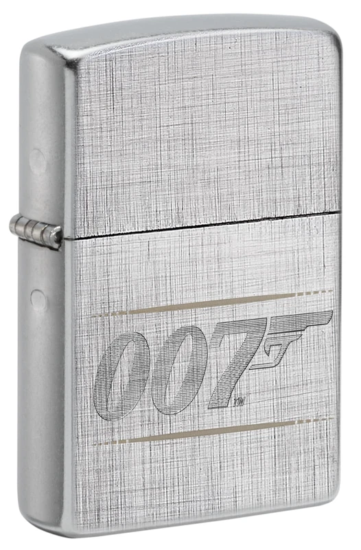 Zippo Windproof Lighter, James Bond BT 007 Gun Logo Design – Linen Weave, Laser Engraving/Auto-Engraving – Refillable, Reusable, Windproof Design – Comes in Gift Box – Made in USA