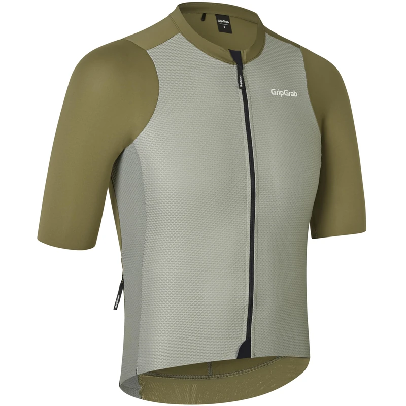 GripGrab PACR Lightweight Short Sleeve Summer Cycling Jersey Men's Highly Breathable Road Gravel Bike Shirt for Men Olive Green
