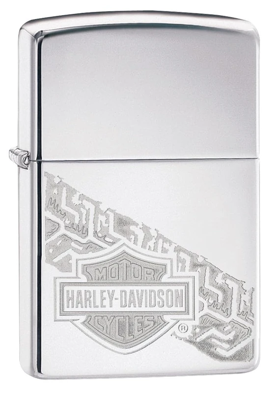 Zippo Windproof Lighter, Harley-Davidson Design – High Polished Chrome, Double Lustre Finish – Refillable, Reusable, Windproof Design – Comes in Gift Box – Made in USA